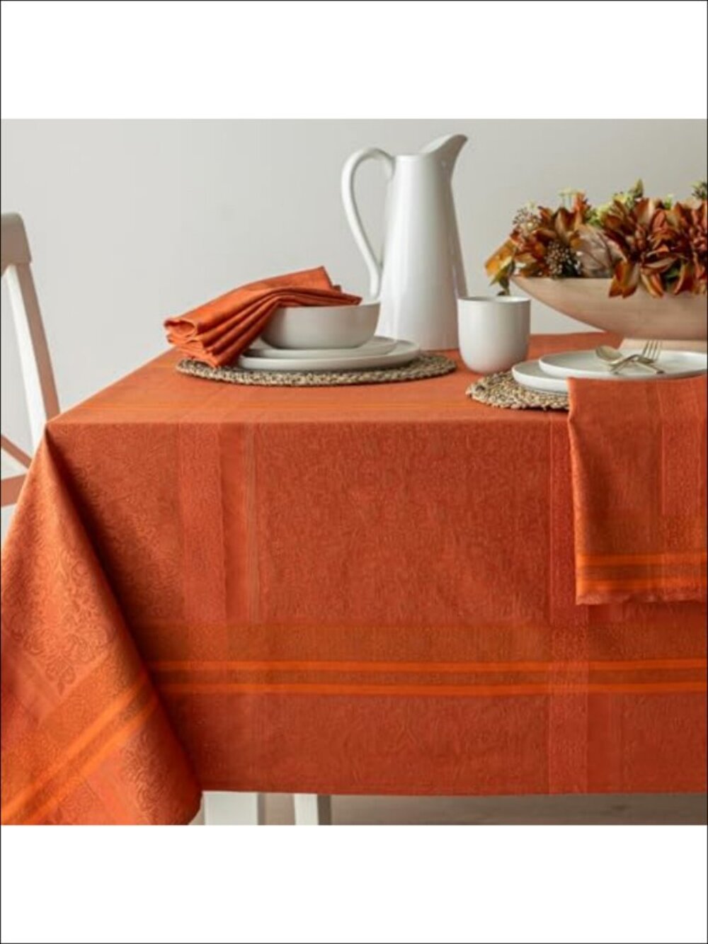 Jacquard Tablecloth 60x84 Rectangular Cotton Blend Dining